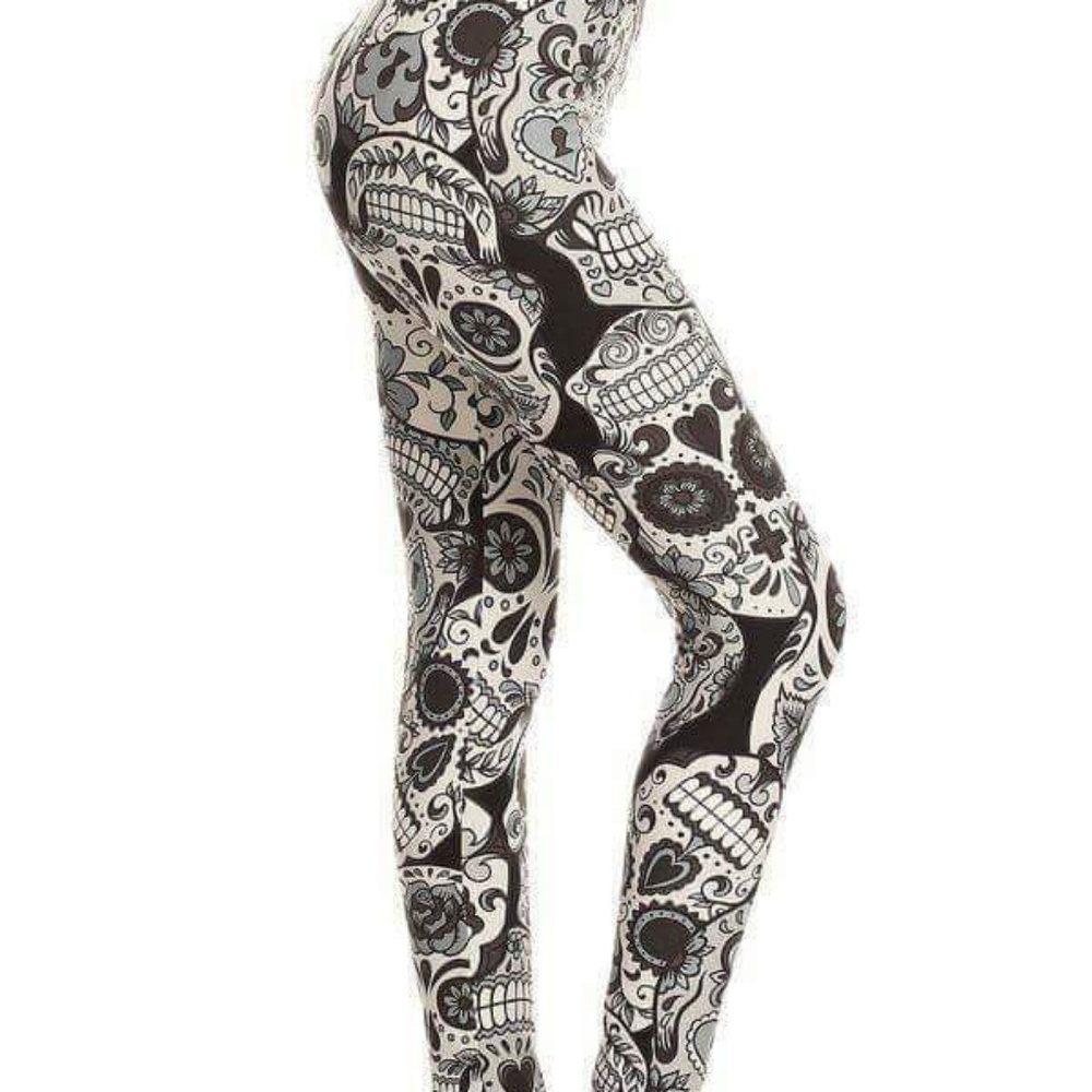 Queen/EP Large Grey Sugarskull Leggings